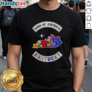 Official Son Of America Kentucky Map Sports Logos Combine T-Shirt design featuring vibrant Kentucky map graphics and logos.