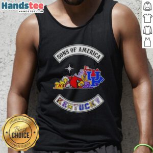 Alt Text: Official Son of America Kentucky map sports logos combine tank top design featuring vibrant graphics and a stylish fit.