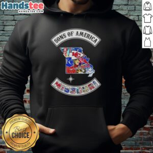 Alt Text: Official Son of America Missouri map sports logos combine hoodie design, showcasing unique regional style and team spirit.