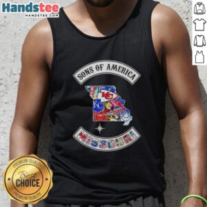 Alt Text: Official Son of America Missouri map sports logos combine tank top showcasing vibrant designs and state pride.