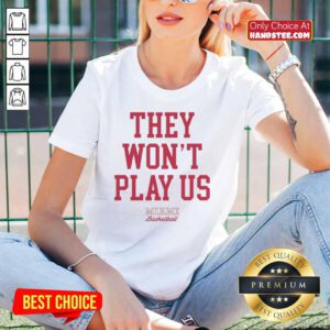 Official They Won't Play Us Miami Basketball ladies tee in vibrant colors, perfect for fans and casual wear.