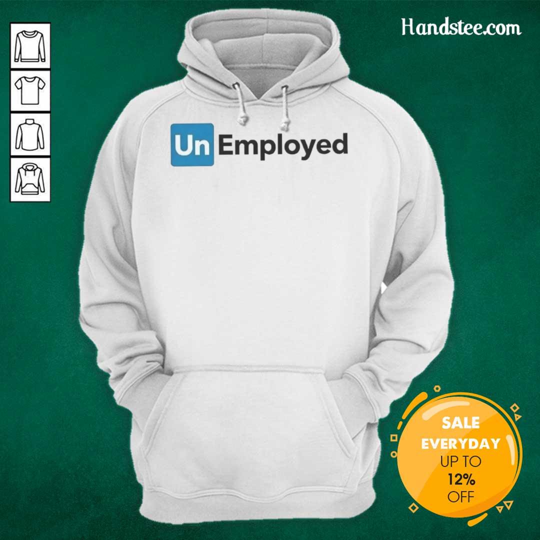Official Unemployed Logo Hoodie featuring bold design, perfect for casual wear and expressing unemployment pride.
