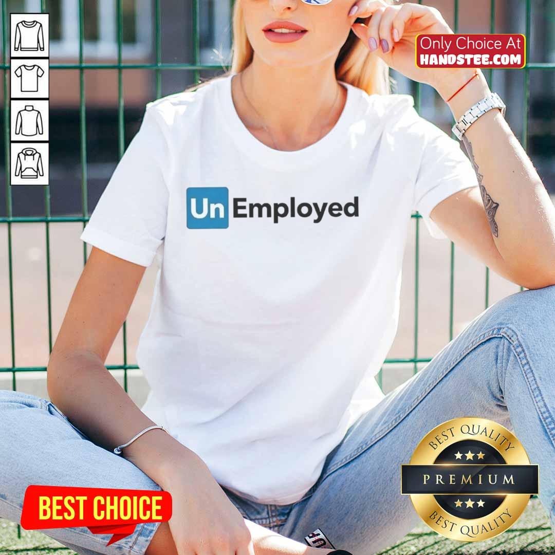 Official Unemployed logo on a stylish ladies tee, perfect for expressing unemployment pride and casual fashion.