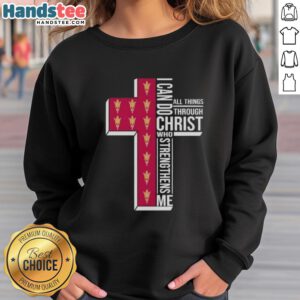 Original Arizona State Sun Devils women's basketball sweatshirt with 'I Can Do All Things Through Christ' design.