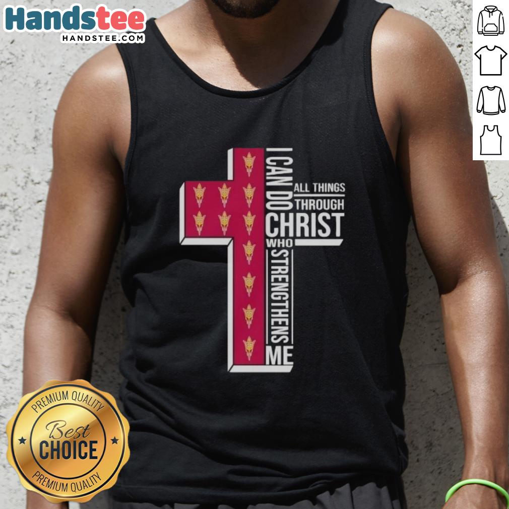 Original Arizona State Sun Devils women's basketball tank top featuring 'I Can Do All Things Through Christ' design.