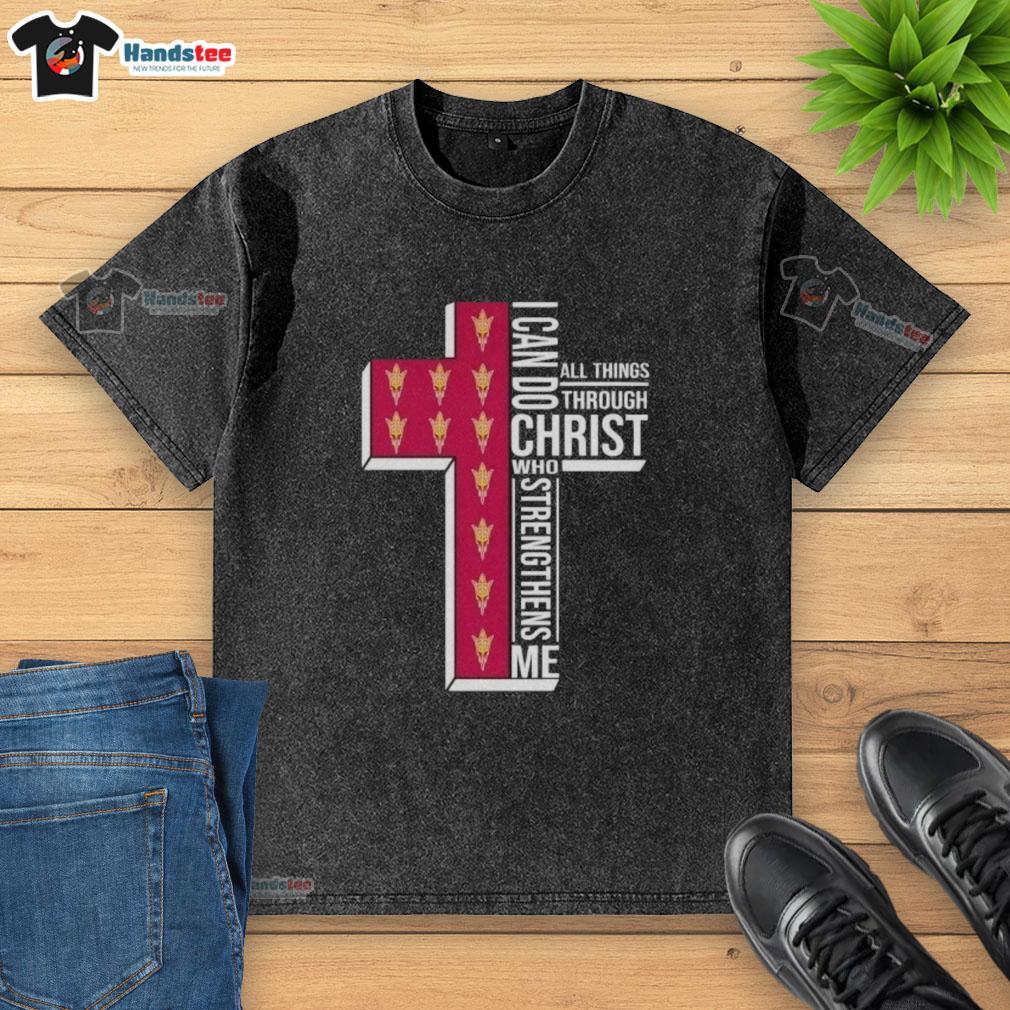 Original Arizona State Sun Devils women's basketball 'I Can Do All Things Through Christ' washed t-shirt design.