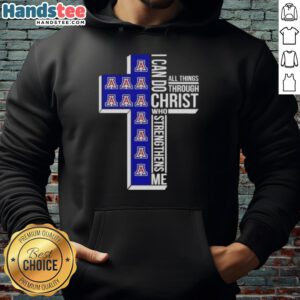 Alt Text: Arizona Wildcats women's basketball hoodie featuring 'I Can Do All Things Through Christ' motivational quote.