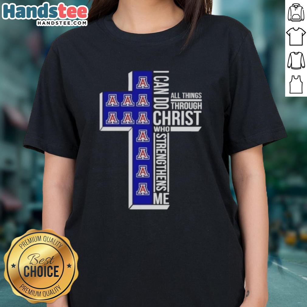 Original Arizona Wildcats women's basketball tee featuring 'I Can Do All Things Through Christ' design for fans.