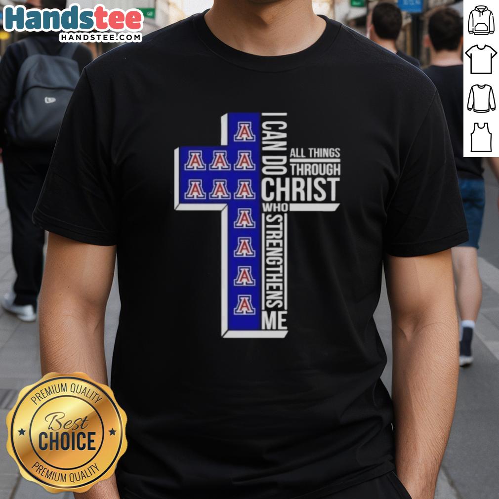 Arizona Wildcats Women's Basketball 'I Can Do All Things Through Christ' T-Shirt showcasing team spirit and faith.