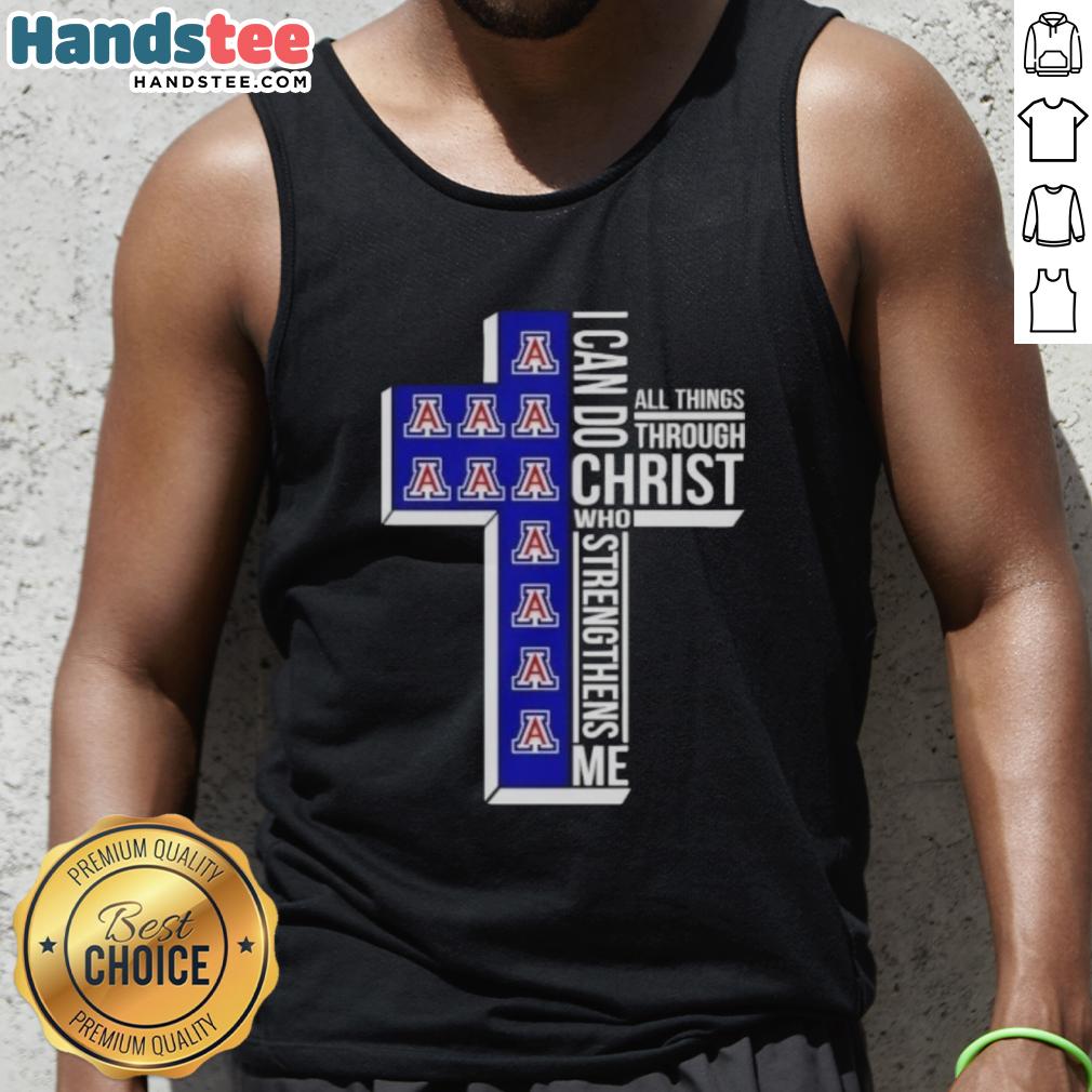 Original Arizona Wildcats women's basketball tank top featuring 'I Can Do All Things Through Christ' inspirational design.