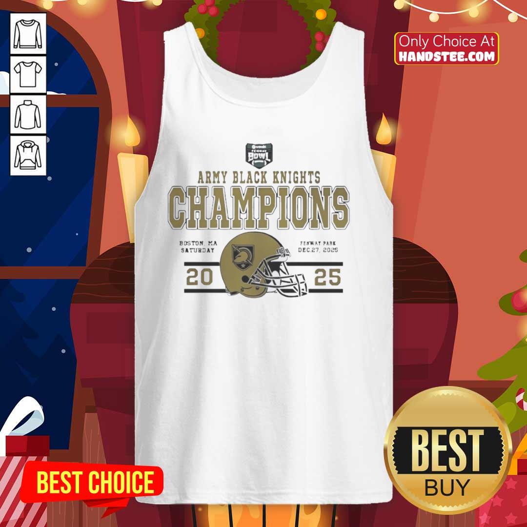 Alt Text: Original Army Black Knights Football 2025 Wasabi Fenway Bowl Champions Helmet Tank Top showcasing team spirit.