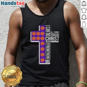 Original Clemson Tigers women's basketball tank top with 'I Can Do All Things Through Christ Who Strengthens Me' design.