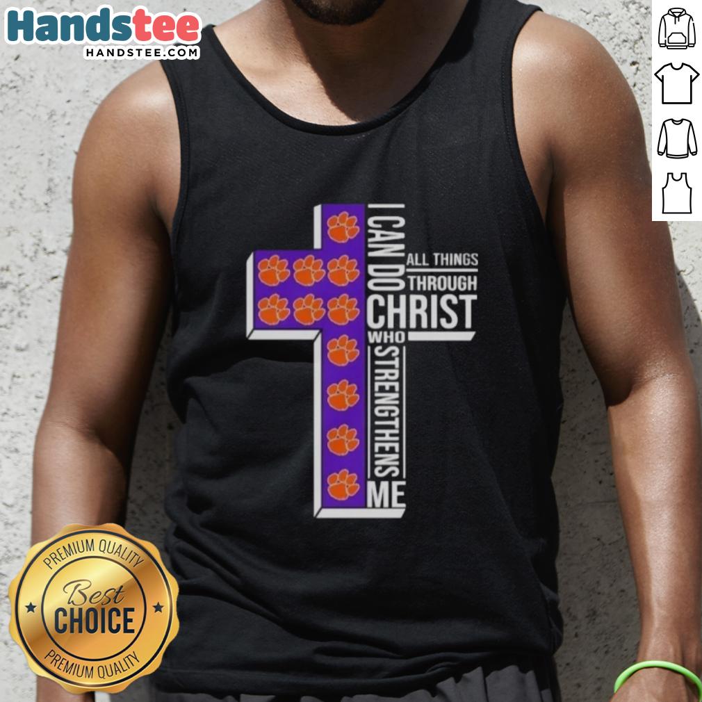Original Clemson Tigers women's basketball tank top with 'I Can Do All Things Through Christ Who Strengthens Me' design.