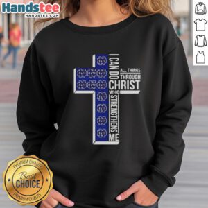 Alt Text: Original Notre Dame Fighting Irish women's basketball sweatshirt featuring I Can Do All Things Through Christ design.