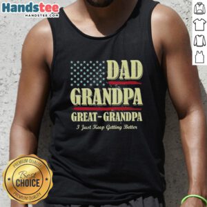 Premium Dad Grandpa Great Grandpa tank top featuring vintage USA design, perfect for celebrating family milestones.