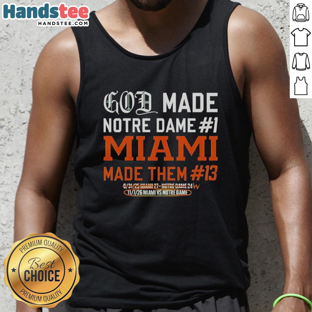 Premium God Made Notre Dame Tank Top from Miami, featuring a stylish design and comfortable fit for casual wear.