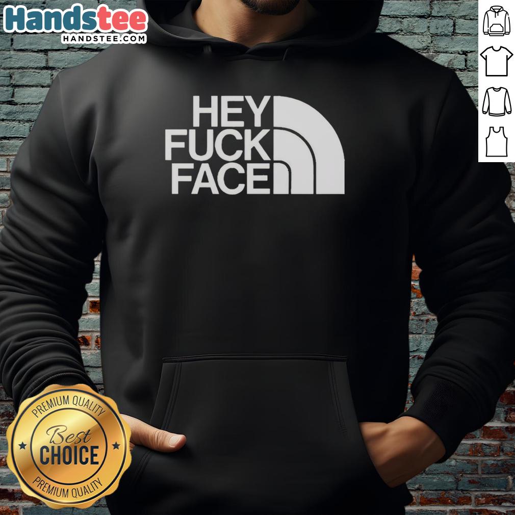 Premium Hey Fck Face Hoodie in black, featuring bold graphic design, perfect for casual streetwear style.