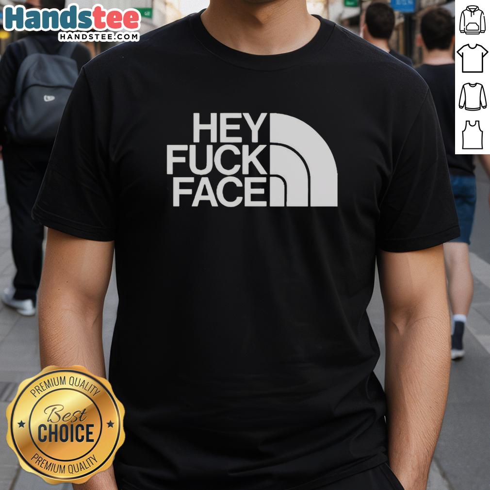 Premium Hey Fck Face T-Shirt in black featuring bold graphic design, perfect for casual and edgy style enthusiasts.
