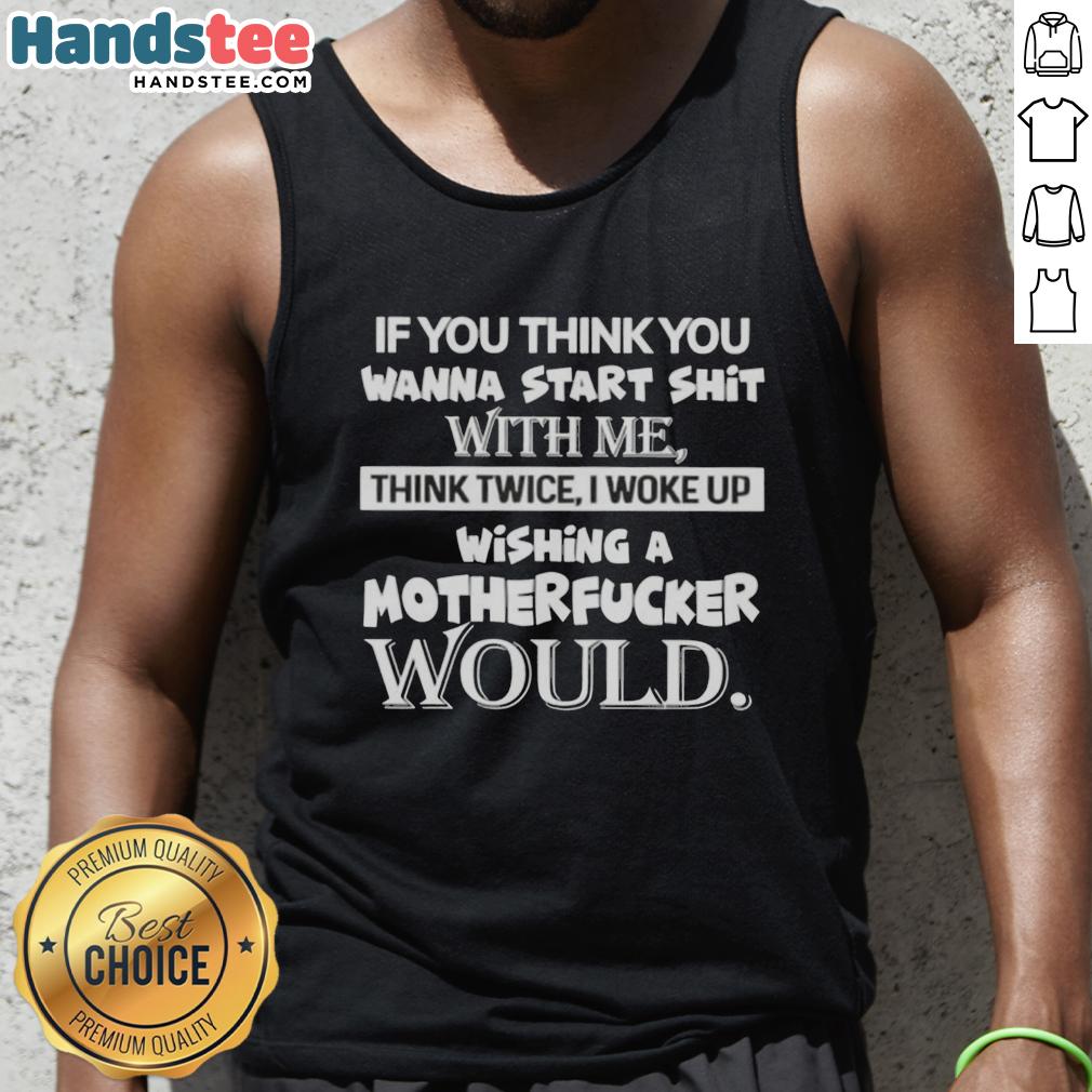 Premium tank top featuring bold text 'Think Twice' for those ready to start trouble. Perfect for confident individuals.