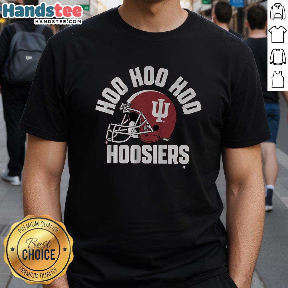 Alt Text: Premium Indiana Football Hoo Hoo Hoo Hoosiers T-Shirt featuring vibrant team colors and logo, perfect for fans.