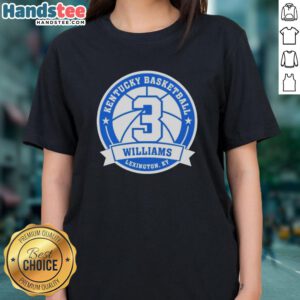 Premium Kam Williams Kentucky Basketball Ladies Tee featuring vibrant team colors and stylish design for fans.