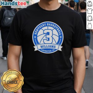 Premium Kam Williams 3 Kentucky Basketball T-Shirt featuring vibrant team colors and stylish design for fans.