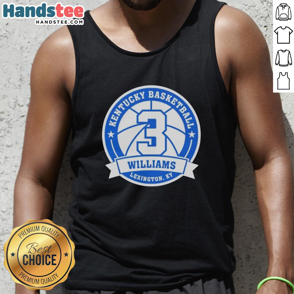 Premium Kam Williams 3 Kentucky Basketball Tank Top featuring team colors and logo, perfect for fans and athletes.