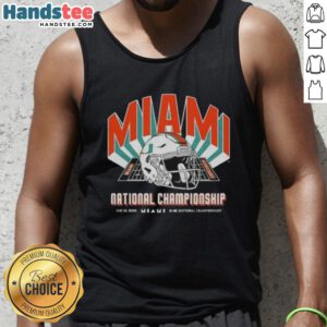 Premium Miami Hurricanes 2026 CFP National Championship Game helmet tank top featuring Indiana Hoosiers design.