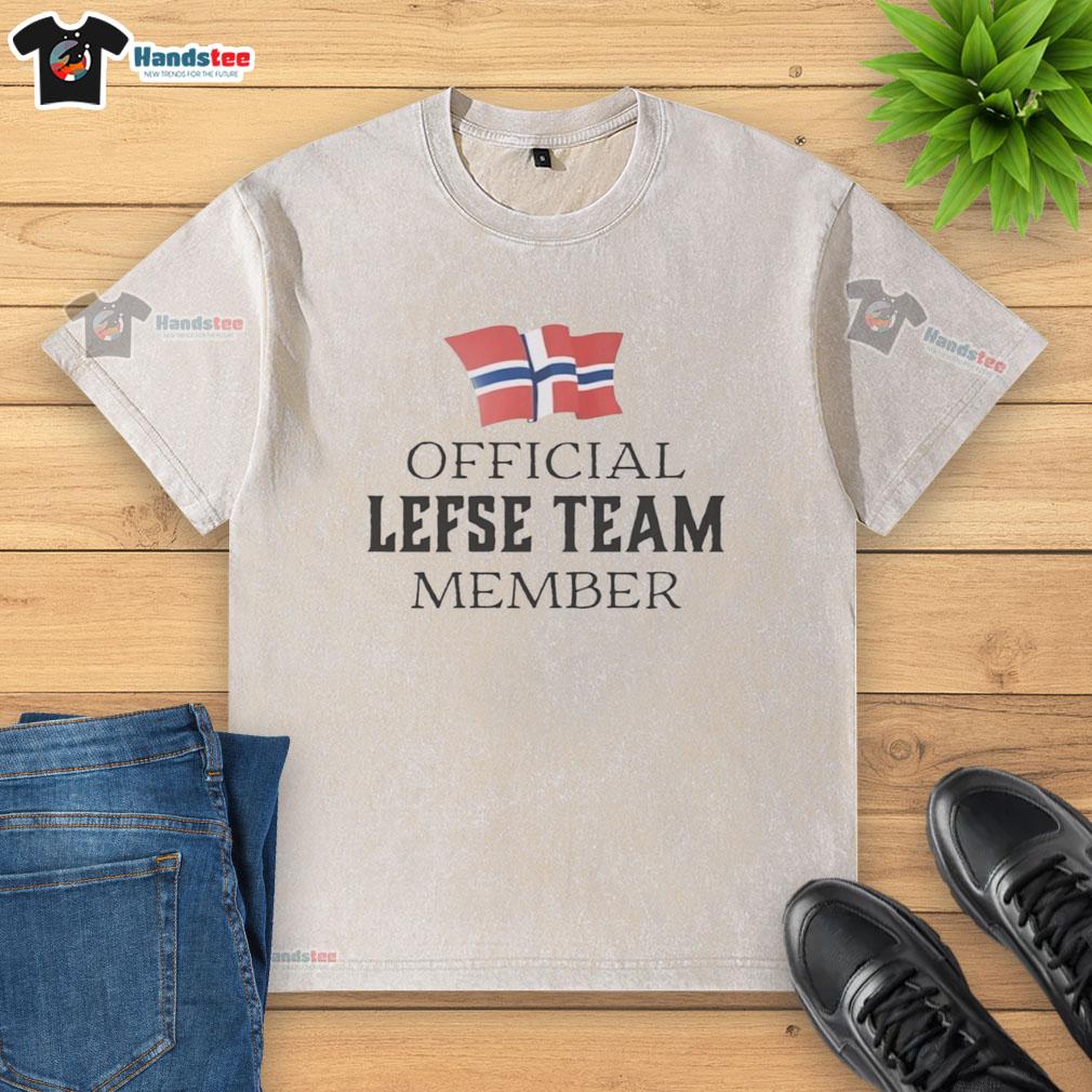 Premium Official Lefse Team Member Norwegian washed t-shirt featuring a stylish design for fans of Norwegian culture.