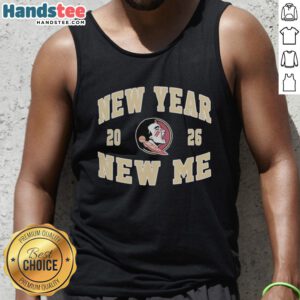 Alt Text: Pretty Florida State Seminoles Football New Year New Me 2026 logo tank top featuring vibrant team colors and design.