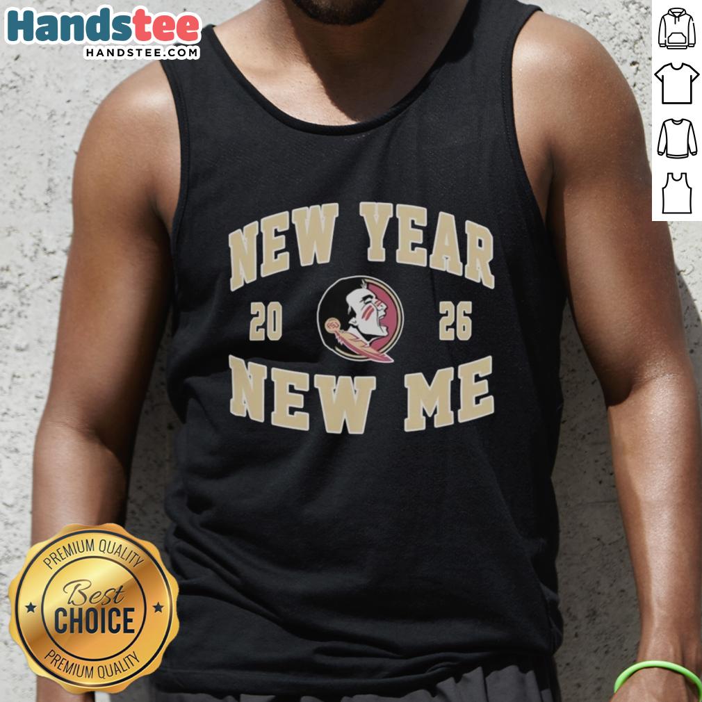 Alt Text: Pretty Florida State Seminoles Football New Year New Me 2026 logo tank top featuring vibrant team colors and design.