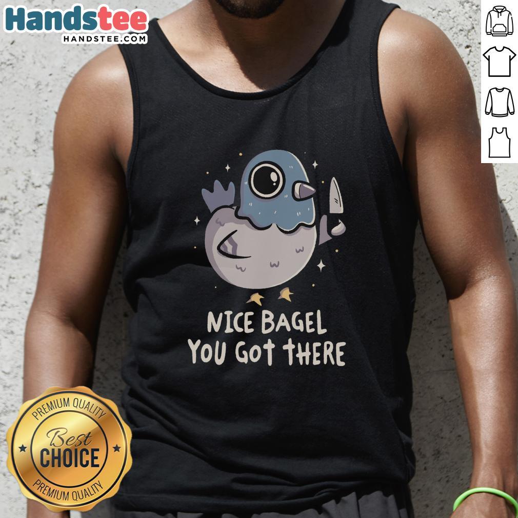 Pretty Nice Bagel You Got There Tank Top featuring a fun bagel graphic, perfect for casual wear and food lovers.