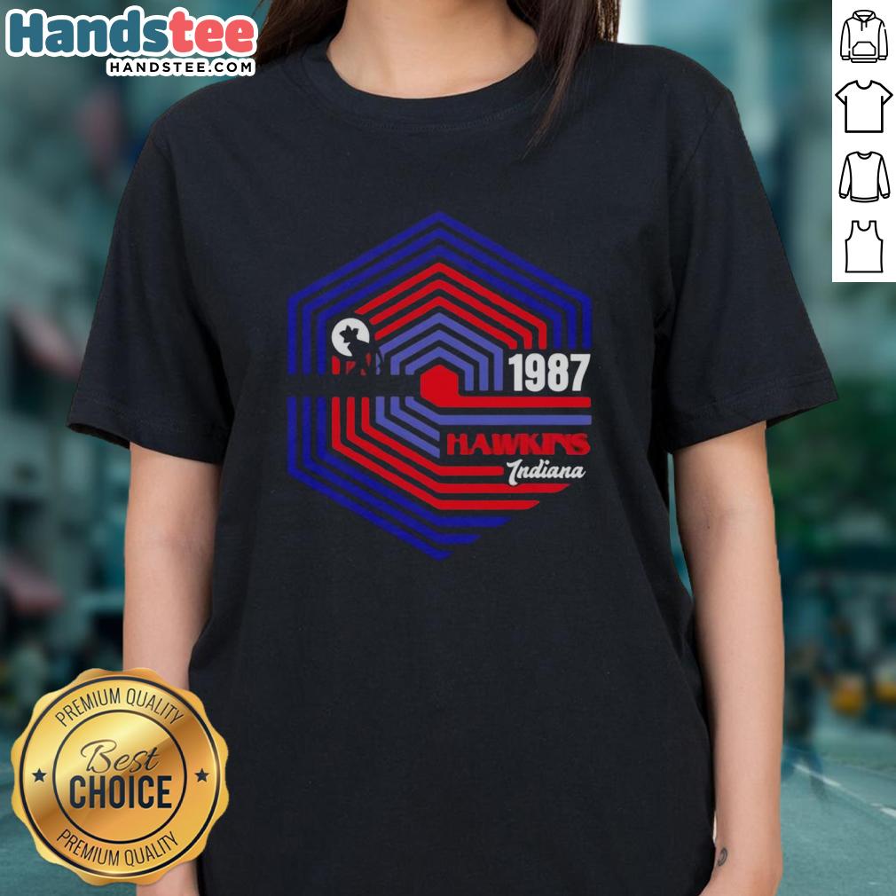 Pretty Stranger 1987 tee featuring Hawkins, Indiana theme inspired by Stranger Things, perfect for fans and casual wear.