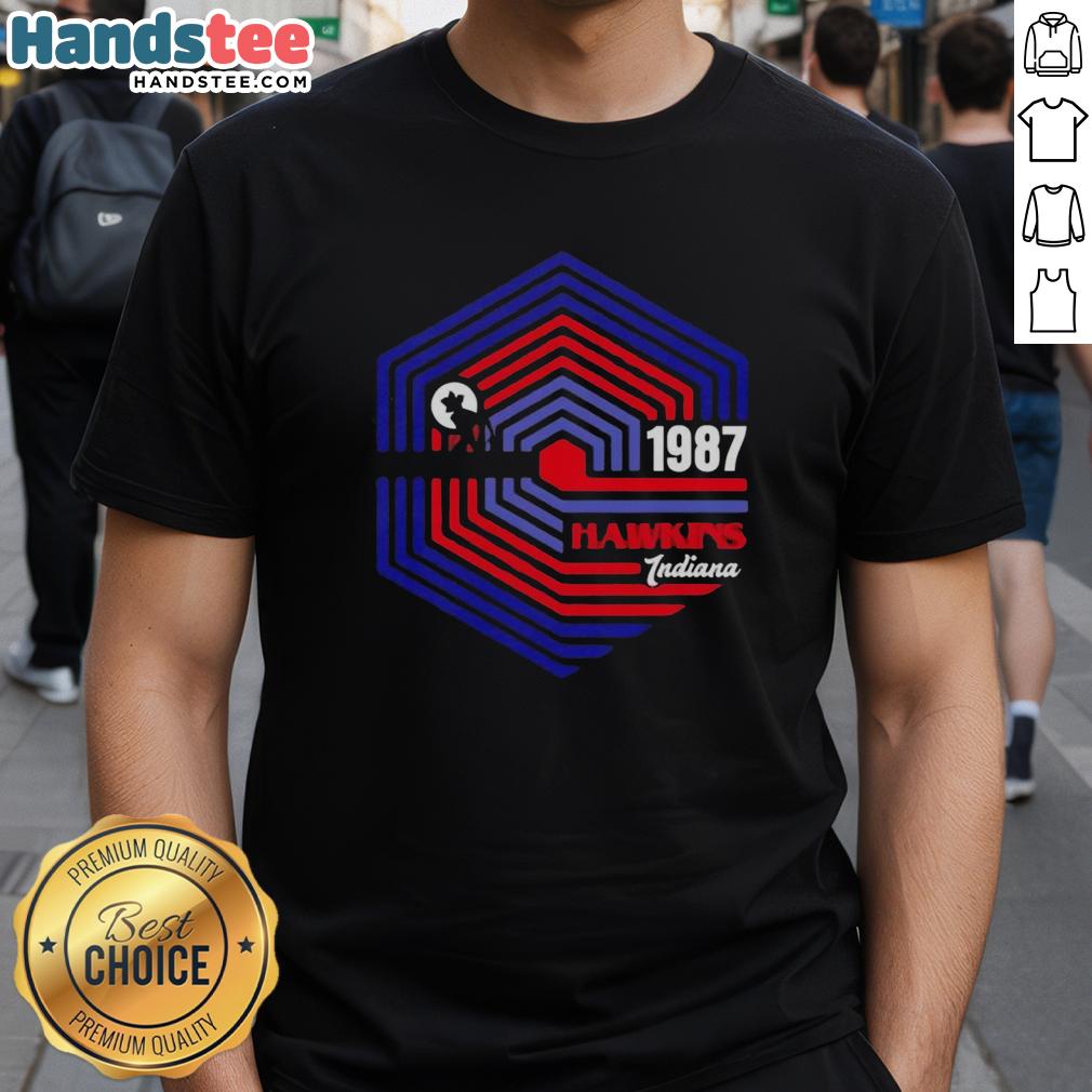 Pretty Stranger 1987 Stranger Things T-Shirt featuring Hawkins Indiana design, perfect for fans of the Netflix series.