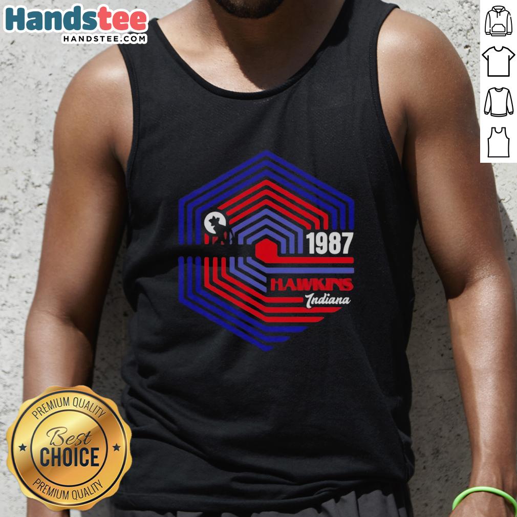 Pretty Stranger tank top featuring Hawkins, Indiana design from Stranger Things, perfect for fans of the 1987 series.