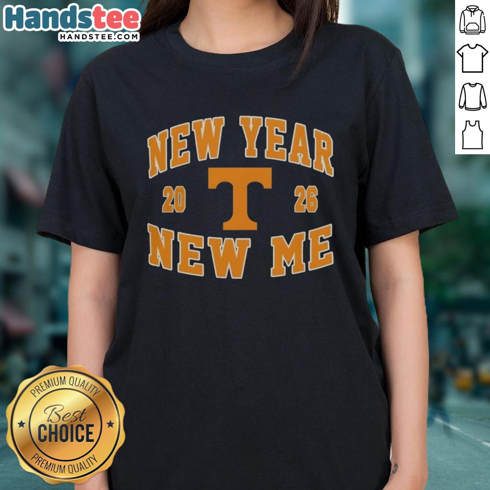 Pretty Tennessee Volunteers New Year New Me 2026 logo on a ladies tee, showcasing team spirit and style perfect for fans.