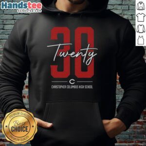 Top 30 Twenty Christopher Columbus High School hoodie in navy blue, featuring school logo and stylish design.