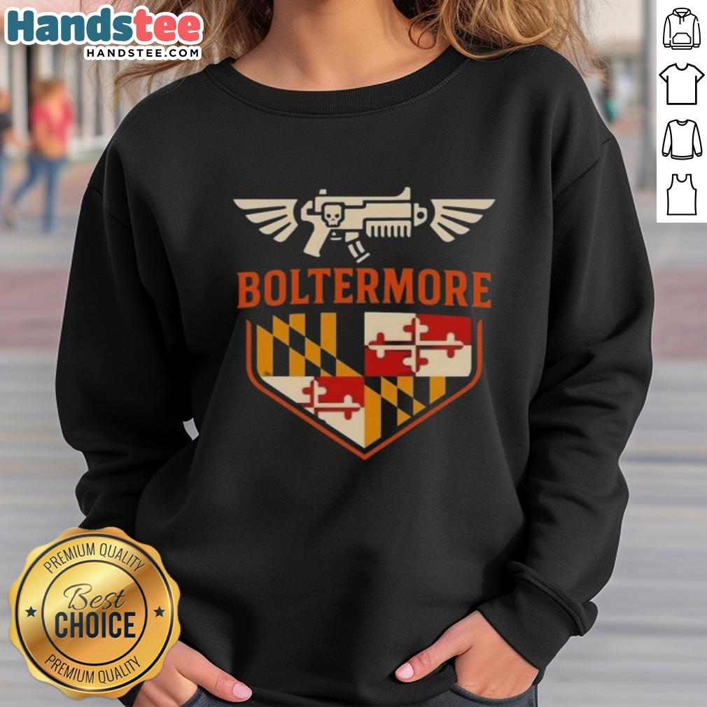 Top Boltermore Warhammer X Maryland Flag Logo Sweatshirt featuring unique design and vibrant colors for fans.