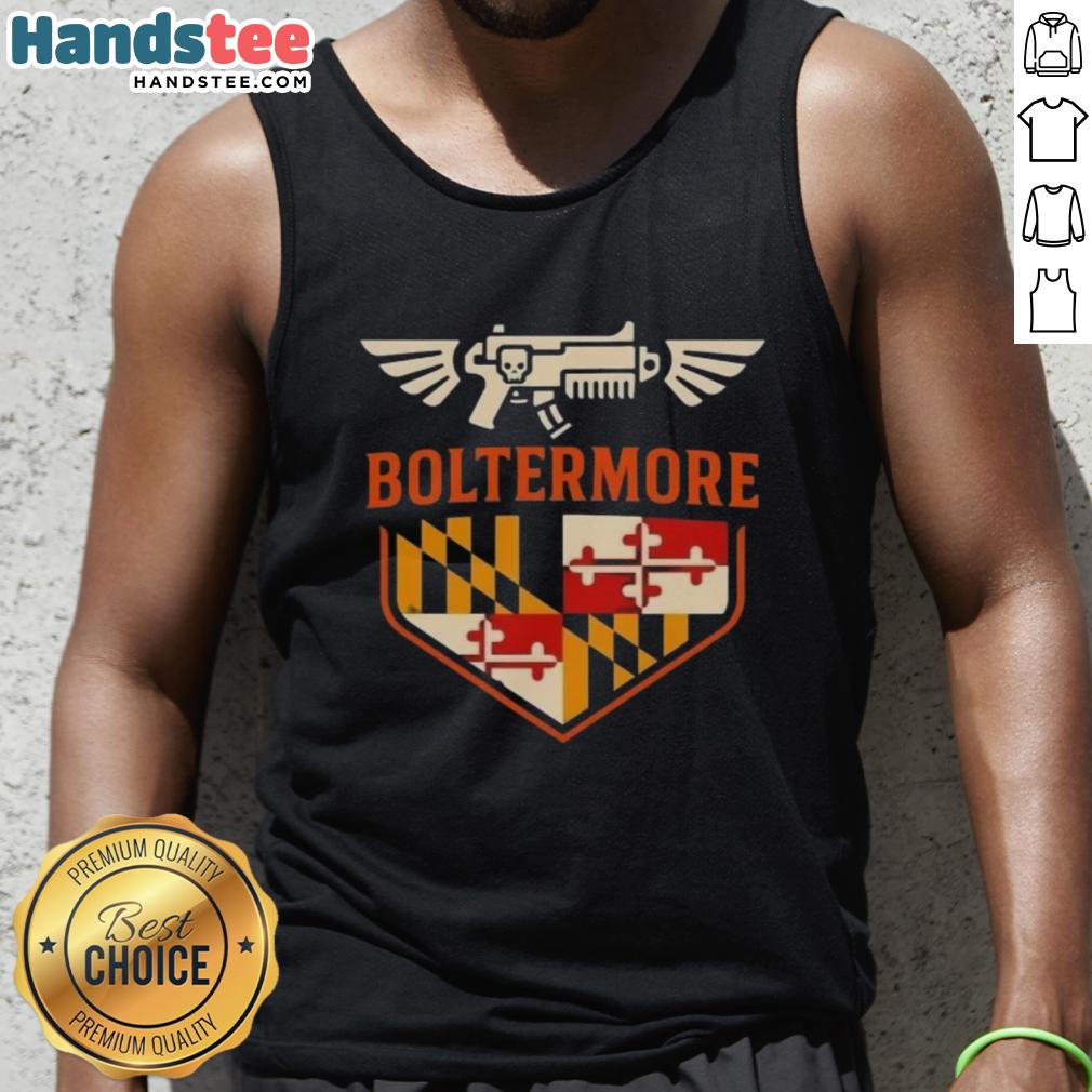 Top Boltermore Warhammer X Maryland Flag Logo Tank Top featuring a unique design for fans of Warhammer and Maryland pride.