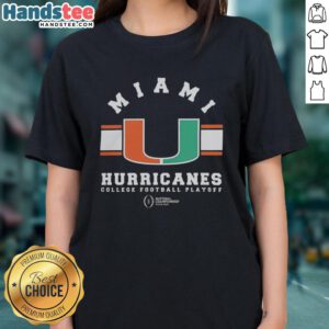 2026 National Championship logo for Miami Hurricanes on a ladies tee, celebrating top college football playoff pride.