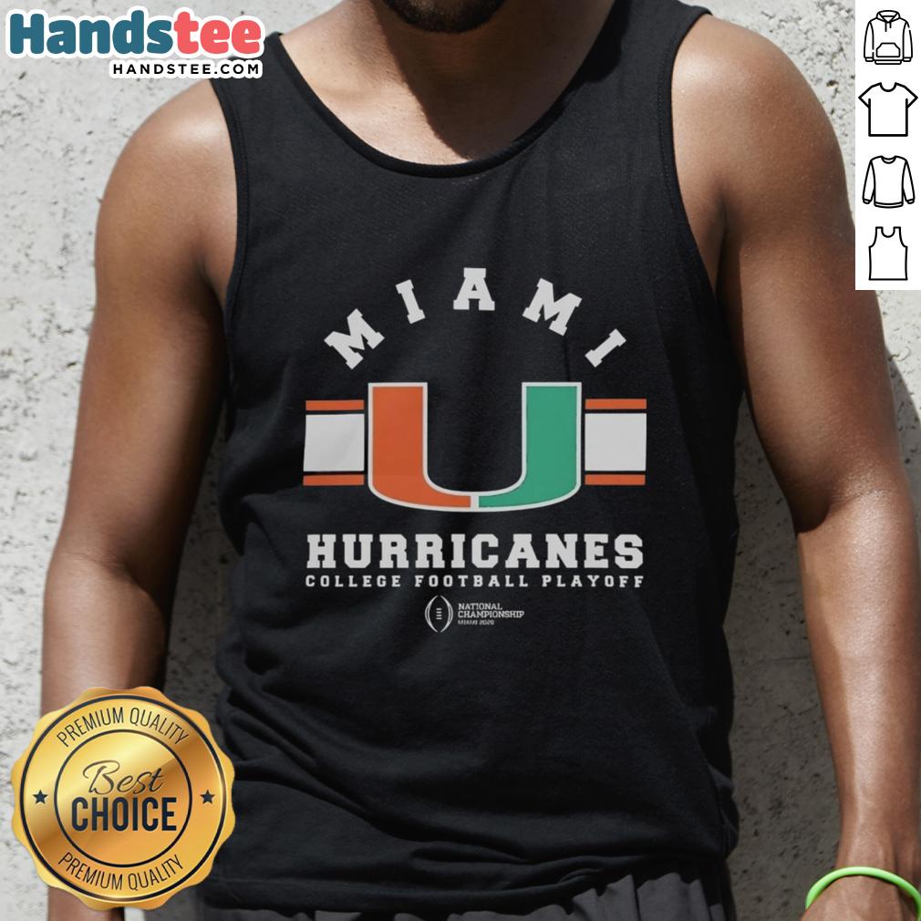 2026 National Championship logo tank top featuring Miami Hurricanes design for top college football playoff fans.