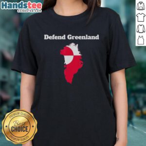 Alt Text: Top-Defend-Greenland I Stand For Greenland ladies tee in vibrant green, promoting environmental awareness and activism.