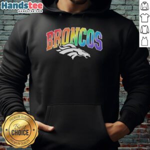 Top Denver Broncos Pride LGBT Hoodie featuring vibrant colors and team logo, perfect for fans supporting inclusivity.