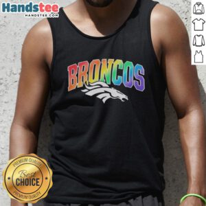 Top Denver Broncos Pride LGBT Tank Top featuring vibrant colors and a stylish design for fans celebrating inclusivity.