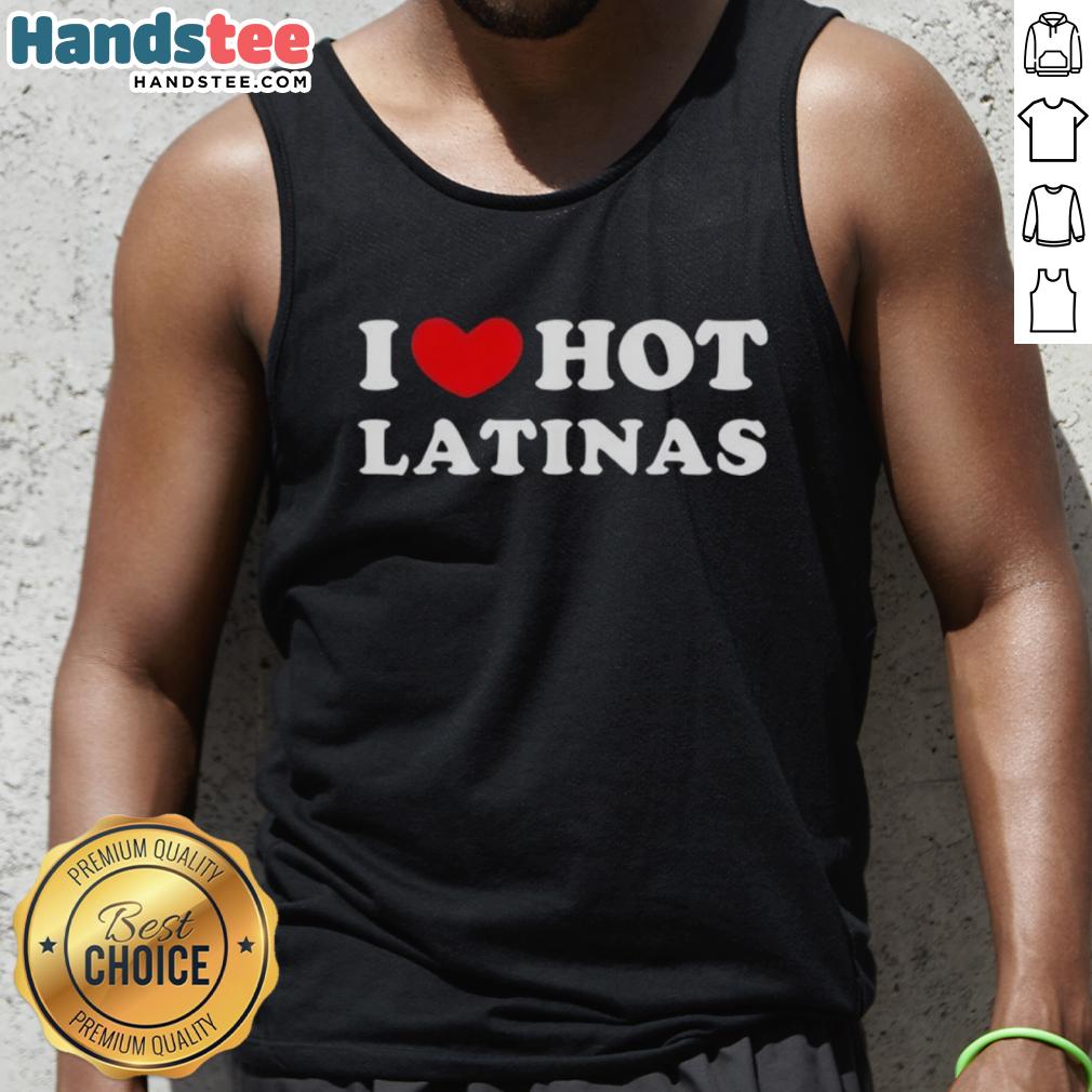 Stylish 'I Love Hot Latinas' tank top design in vibrant colors, perfect for summer fashion and expressing personality.