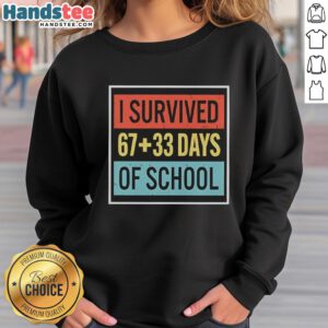 Top I Survived 6733 Days of School Sweatshirt featuring bold text and a casual design for students celebrating their journey.