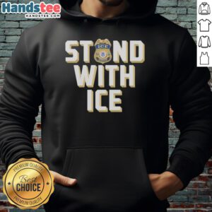 Top Stand With ICE Officer Hoodie featuring bold graphics, showcasing support for immigration enforcement in stylish design.
