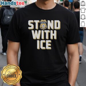Top Stand With Ice Officer T-Shirt featuring a bold design supporting ICE officers, perfect for patriotic apparel.