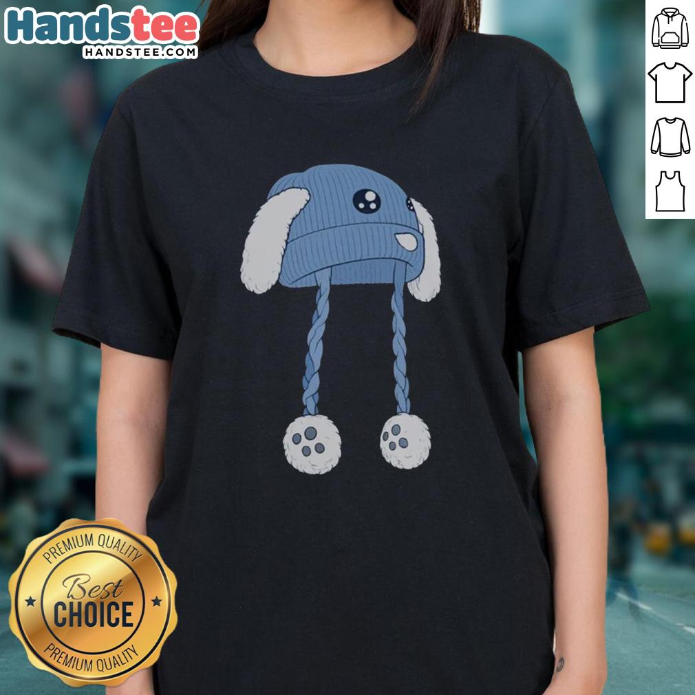 Charming ladies' tee featuring a good blue bunny hat design, perfect for casual wear and bunny lovers.