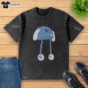 Good Blue Bunny Hat washed t-shirt featuring a cute bunny graphic, perfect for casual wear and animal lovers.